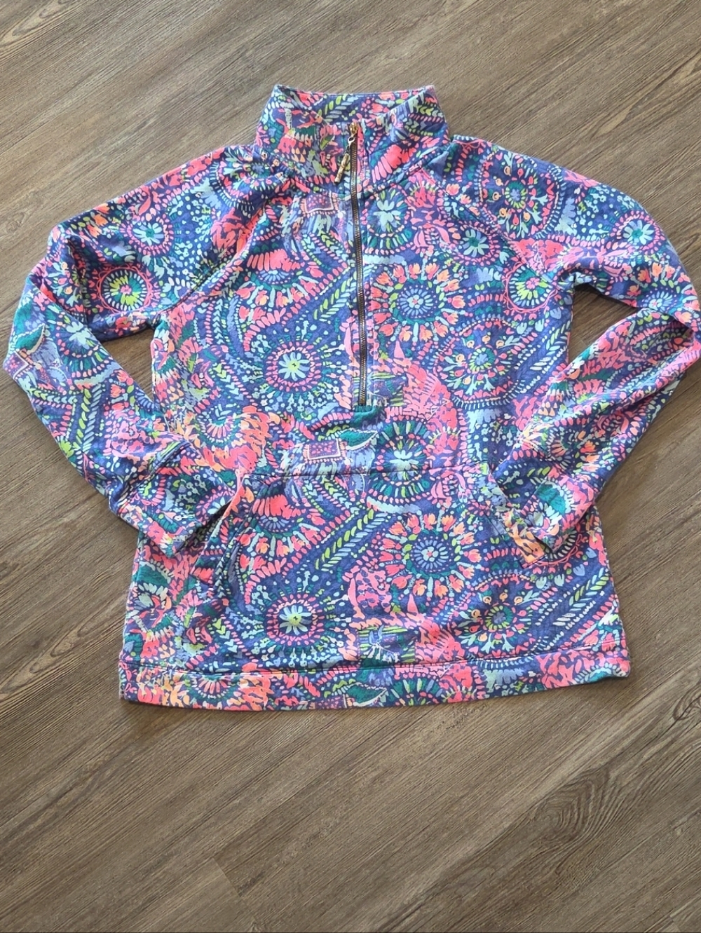 ​Lilly Pulitzer Women’s Small Skipper Popover Jacket Bamboo Zip Blue Pink Floral